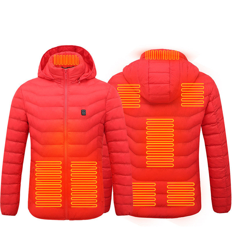 Veste chauffante d'hiver, manteau en coton électrique USB, fermeture éclair, vêtement thermique chauffant, gilet chauffant pour homme