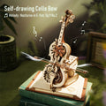 Robotime ROKR Boîte à musique mécanique en forme de violoncelle magique, tige mobile, jouet amusant et créatif pour enfants, puzzle 3D en bois AMK63