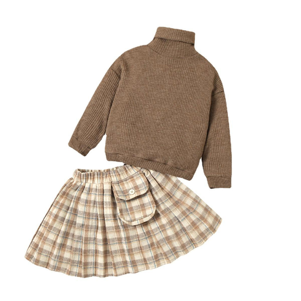 Ensemble 2 pièces fille - Pull col roulé et jupe