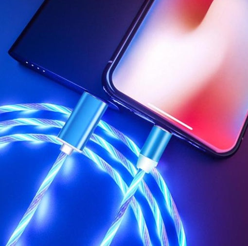 Compatible avec Apple, câble de données magnétique Flowing Light Streamer pour iPhone et Android Type-C
