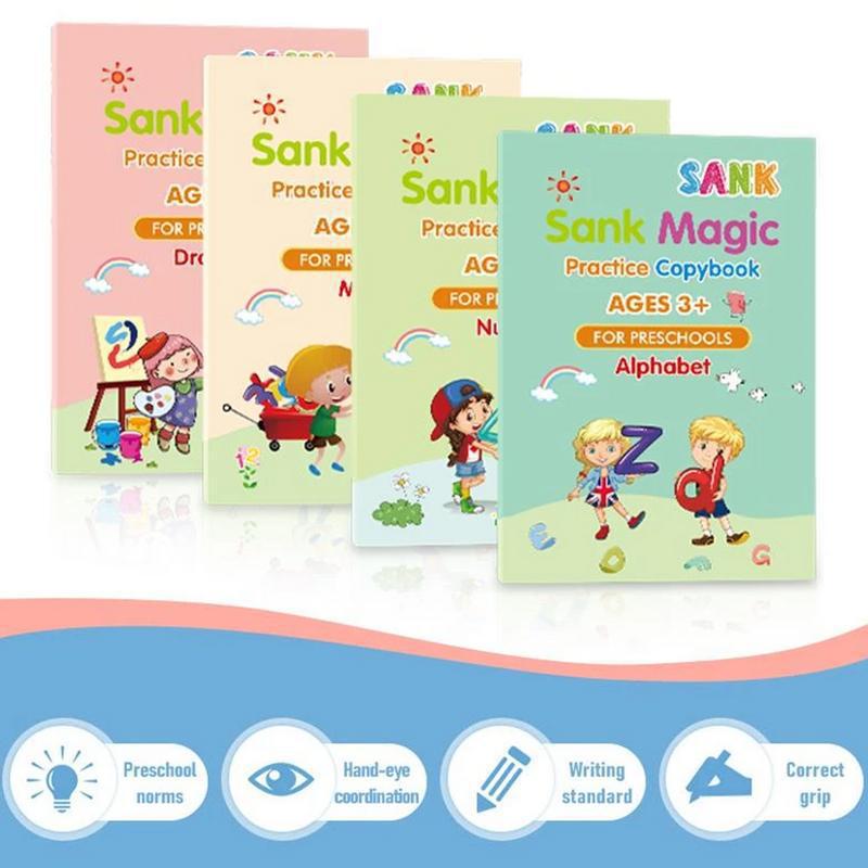 Cahier d'exercices de magie Sank, affiche pour enfants sans gomme, en anglais, avec rainures