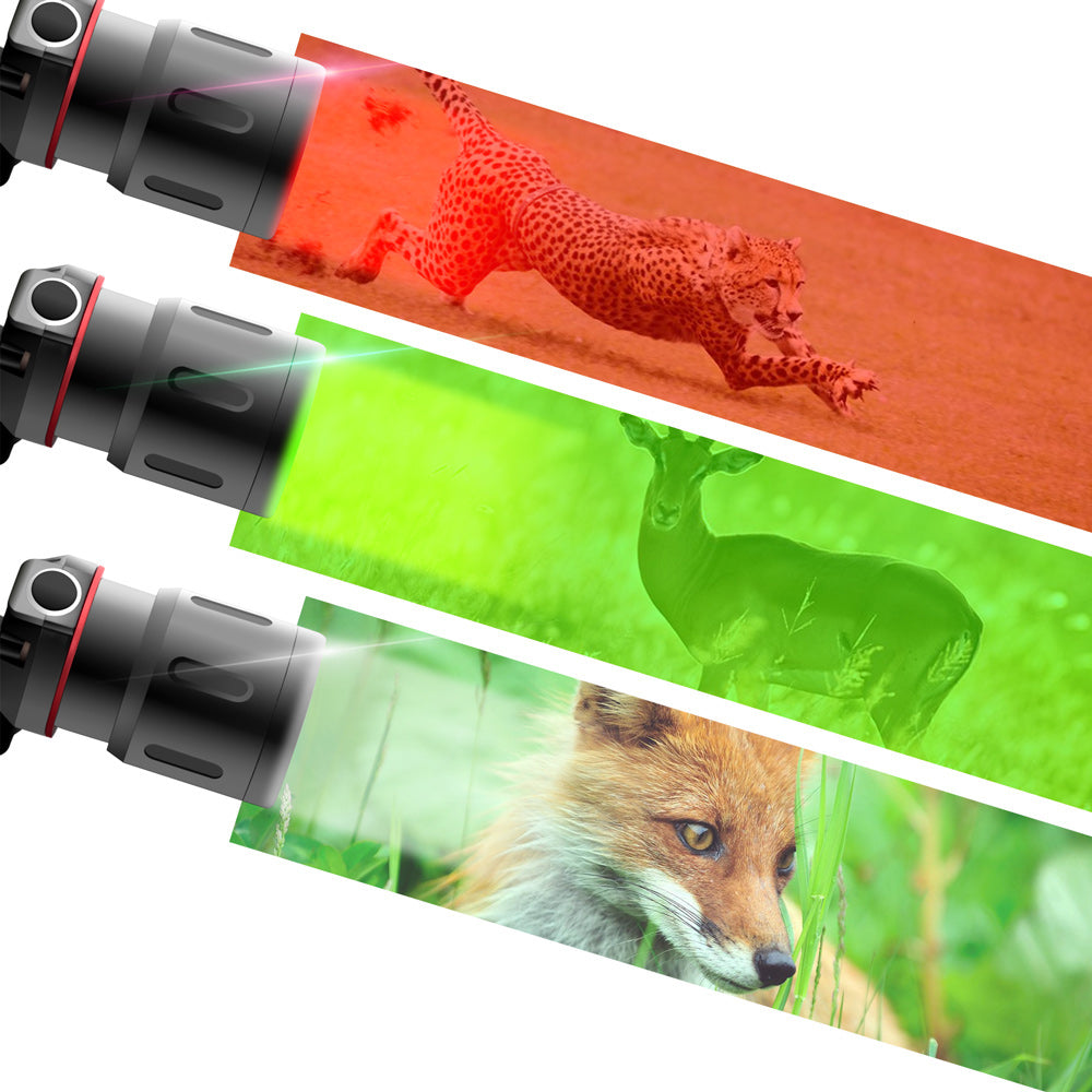 Lampe frontal, Phare zoom T6 à lumière blanche, verte et rouge