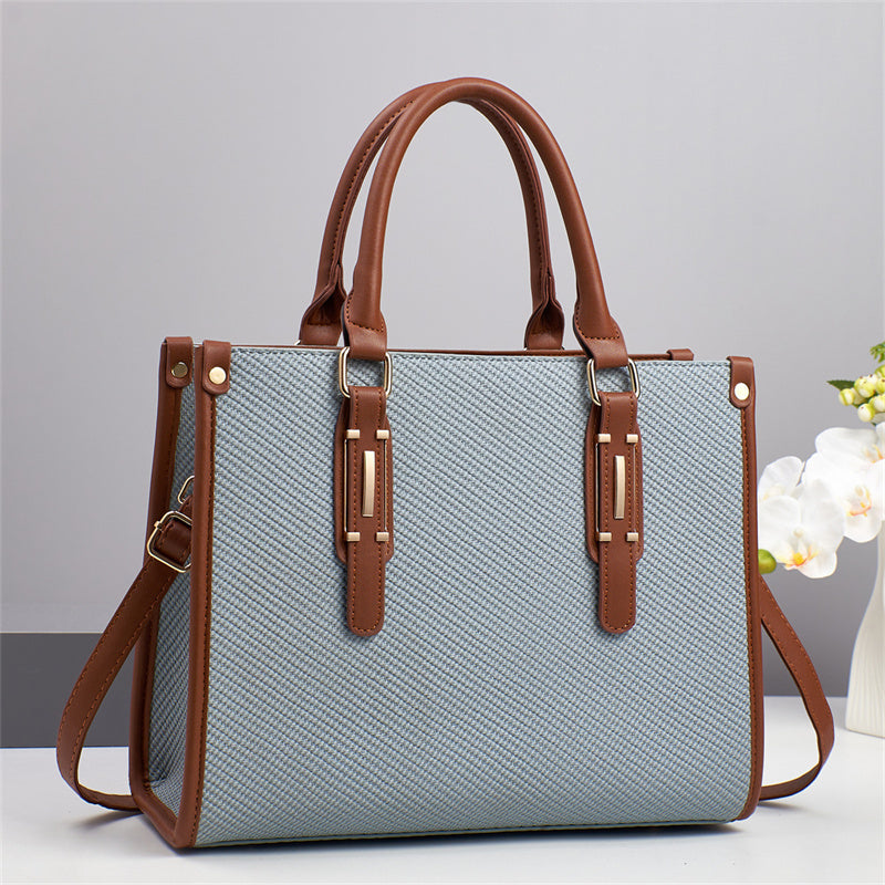 Sac cabas luxe PU Saffiano doublure nylon – Bandoulière chaîne