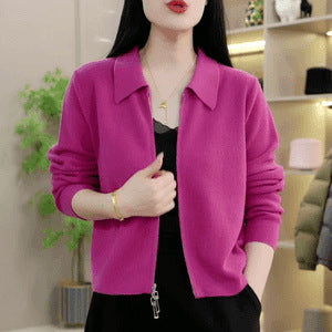 Veste courte zippée polyvalente et ample pour femme