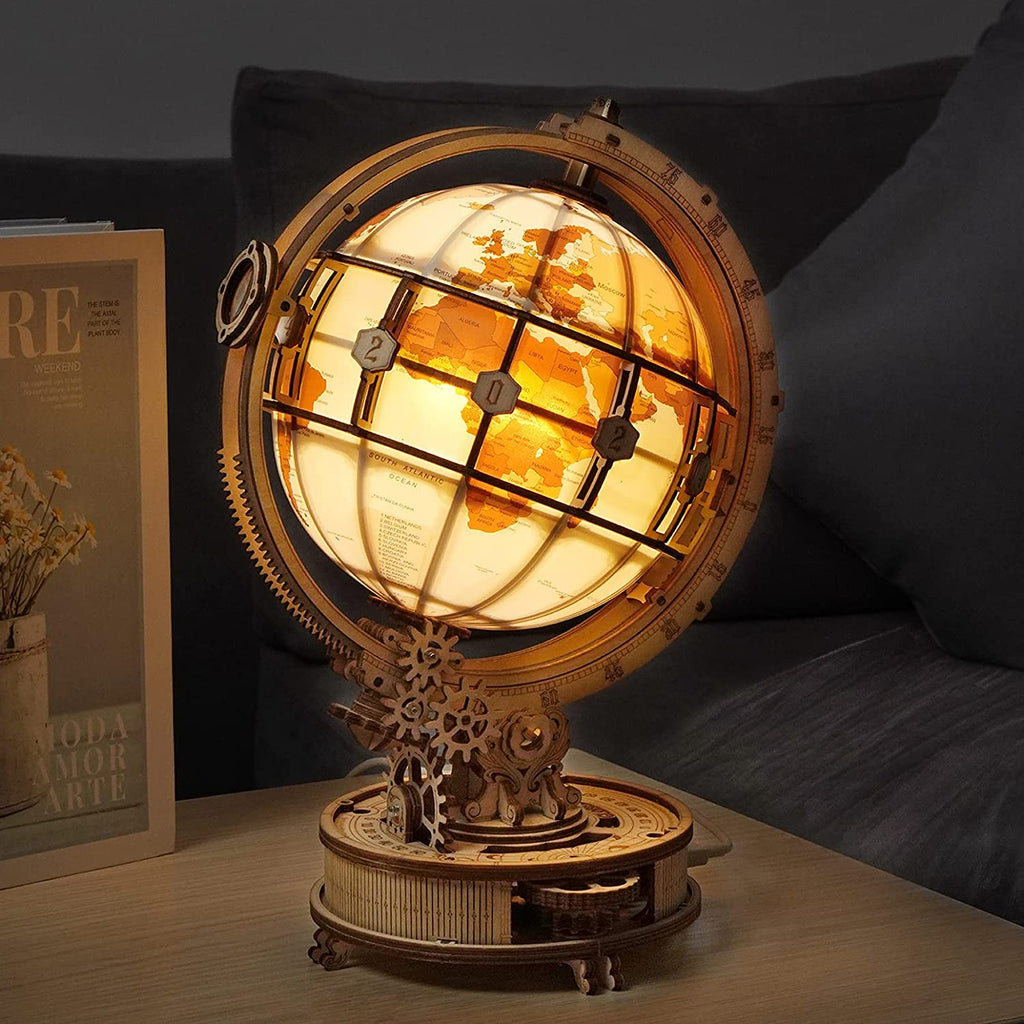 Rokr Globe Lumineux 3D en Bois - Kit de Construction de Modèle en Bois 180 Pièces - Jouet