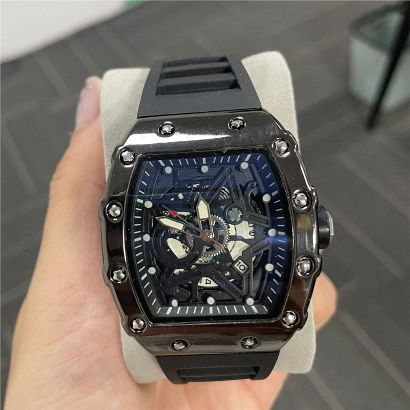 Montre cylindrique pour homme avec mouvement à quartz lumineux (non-bracelet)