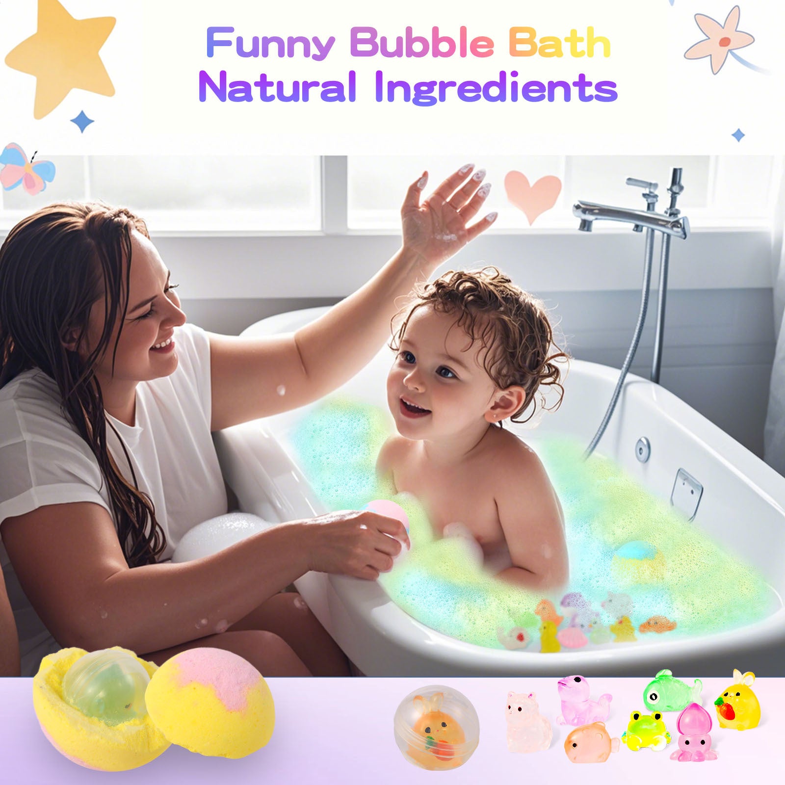 Bombes de bain phosphorescentes en forme de poupée, coffret de bain amusant pour enfants avec mousse effervescente