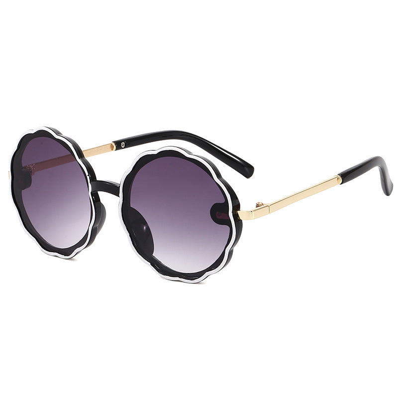 Lunettes de soleil rondes vintage à monture ondulée pour enfants