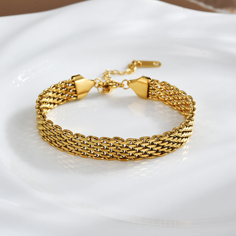 Bracelet à maillons pour femme, style business décontracté, en métal doré et argenté. Bijou