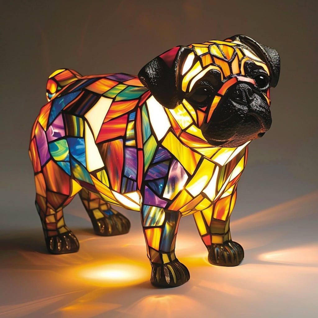 Lampes en résine représentant un chien étrange et coloré