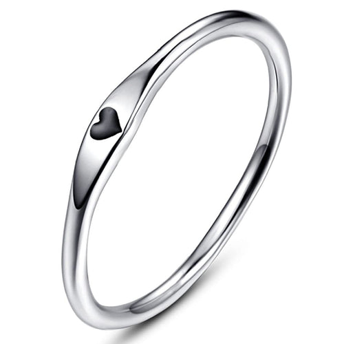 Bague minimaliste en argent S925 en forme de cœur pour une meilleure amie