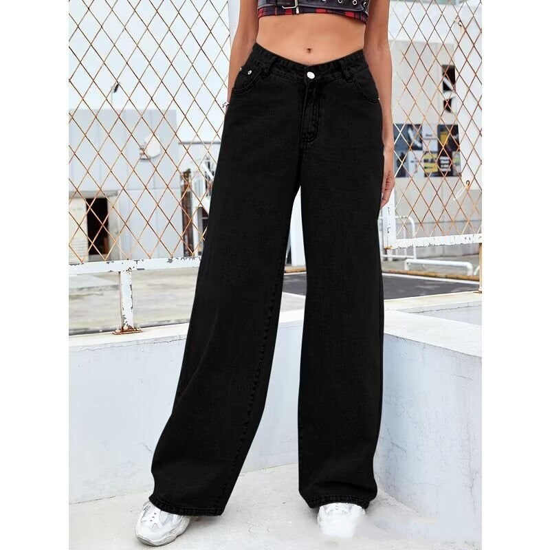Jean droit taille haute style sucré et épicé - Vêtements pour femmes