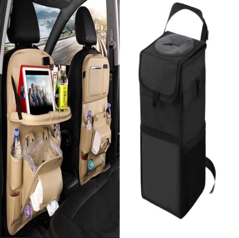 Sac de rangement de voiture en cuir PU multifonction, plateau de dossier de siège, sac de suspension étanche, organisateur de voiture, accessoires intérieurs automobiles
