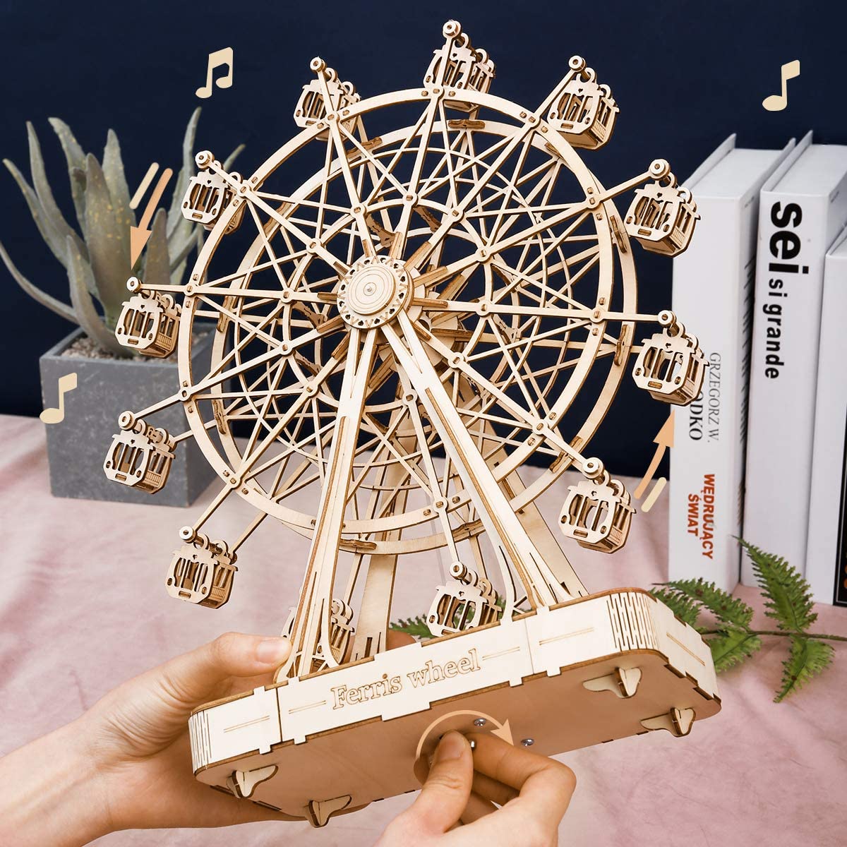 Robotime Modèle de grande roue rotative en bois à monter soi-même avec musique - Jouet pour enfants - Anniversaire TGN01