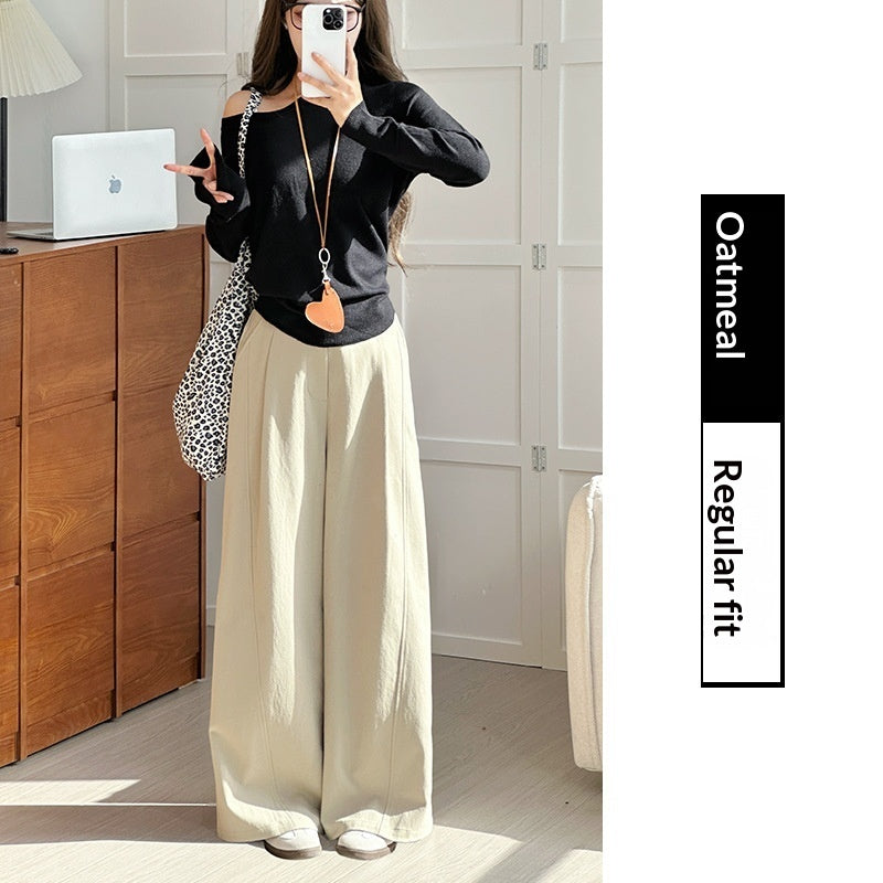 Pantalon décontracté ample à taille haute et jambes larges pour femme