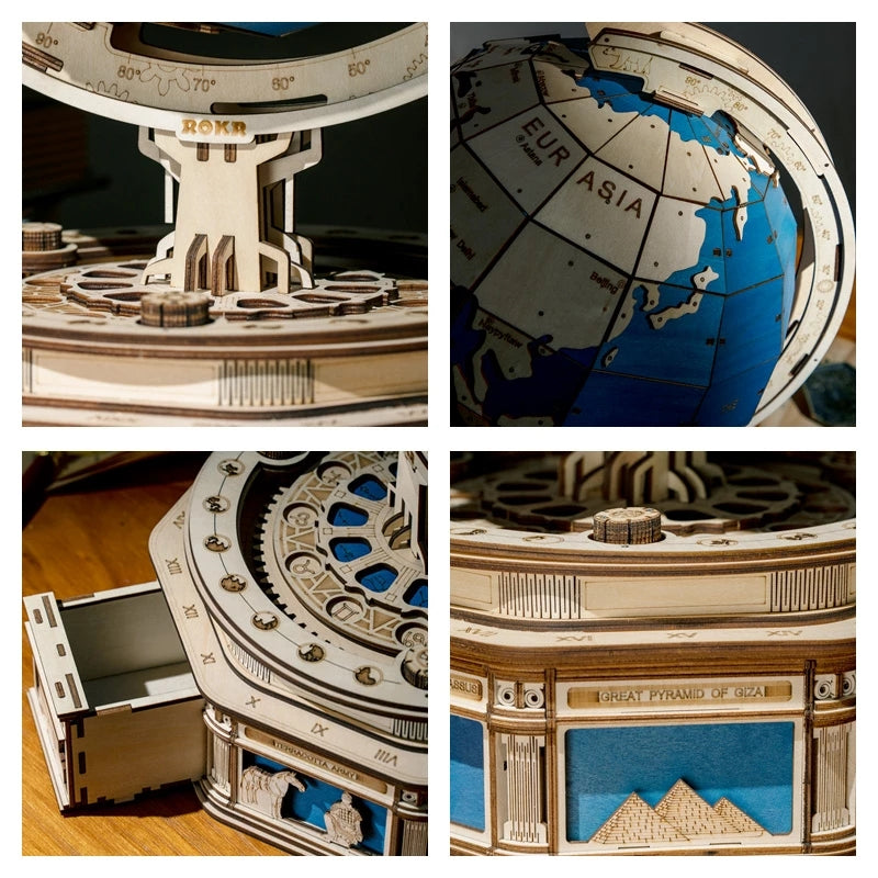 Robotime Globe Terre 567 pièces Puzzle 3D en bois Carte de l'océan Modèle à assembler Jouet Cadeau Noël pour enfants Garçons Dropshipping