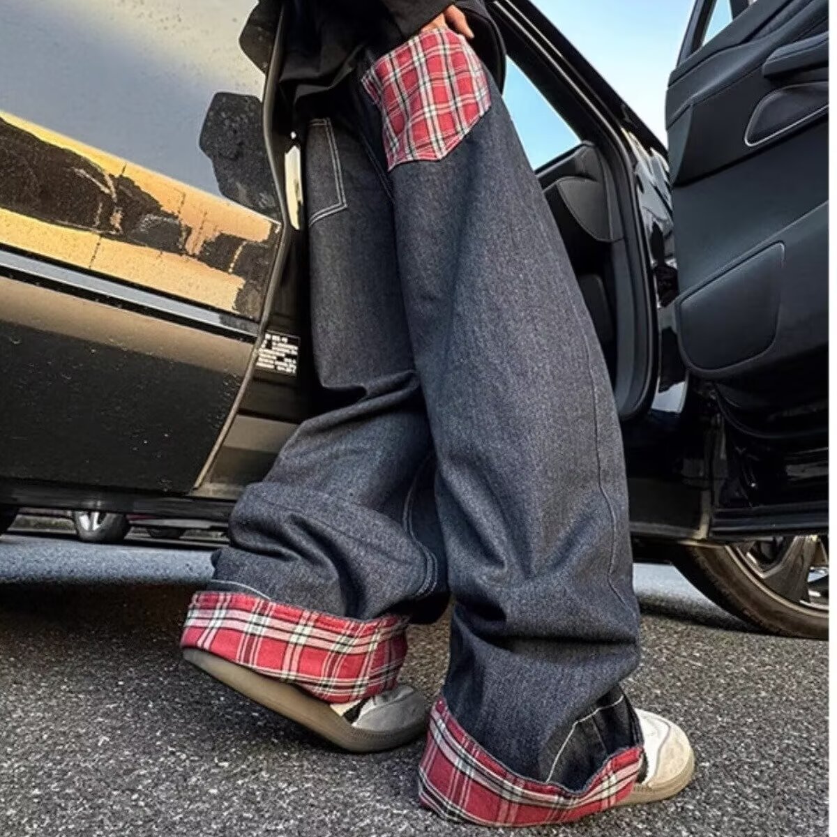 Jeans d'été pour hommes, coupe droite et fine, avec coutures recourbées