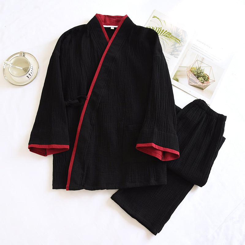 Ensemble kimono Hanfu pour homme en gaze de coton pur