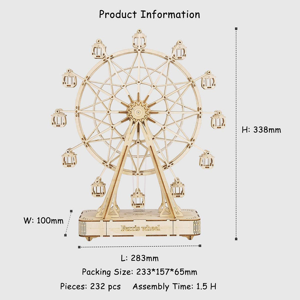 Robotime Modèle de grande roue rotative en bois à monter soi-même avec musique - Jouet pour enfants - Anniversaire TGN01