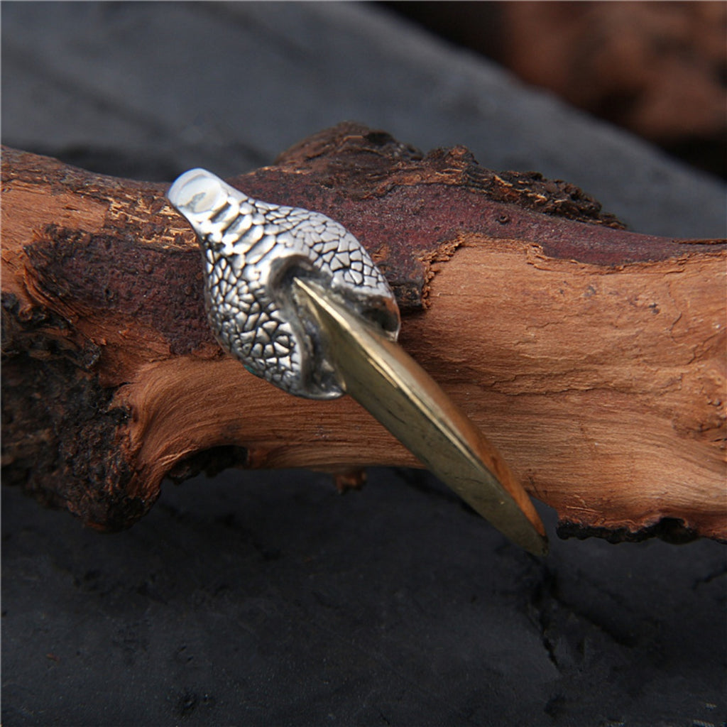 Pendentif en argent sterling 925 style vintage avec griffe d'aigle et dinosaure doré