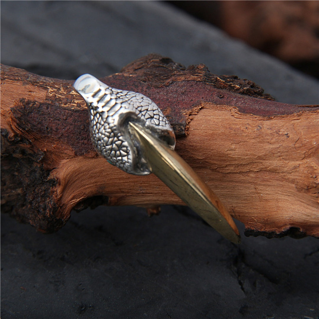 Pendentif en argent sterling 925 style vintage avec griffe d'aigle et dinosaure doré