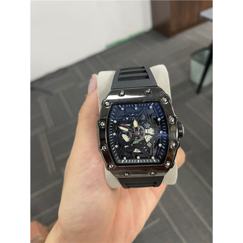 Montre cylindrique pour homme avec mouvement à quartz lumineux (non-bracelet)