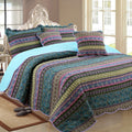 Ensemble de trois pièces de couette en coton et lin, style coton lavé.