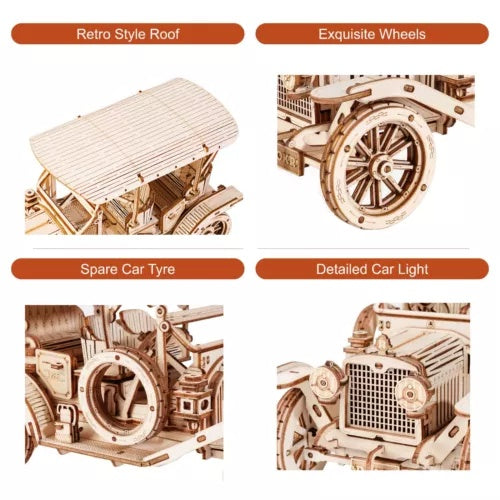 ROKR Puzzle 3D en bois à monter soi-même - Voiture vintage MC801 - Jeu de construction - Cadeau pour adolescents