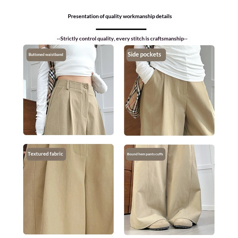 Pantalon décontracté ample à taille haute et jambes larges pour femme