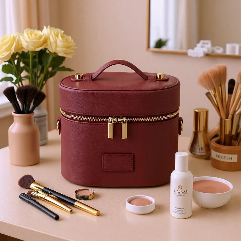 Trousse de toilette haut de gamme et luxueuse avec poignée
