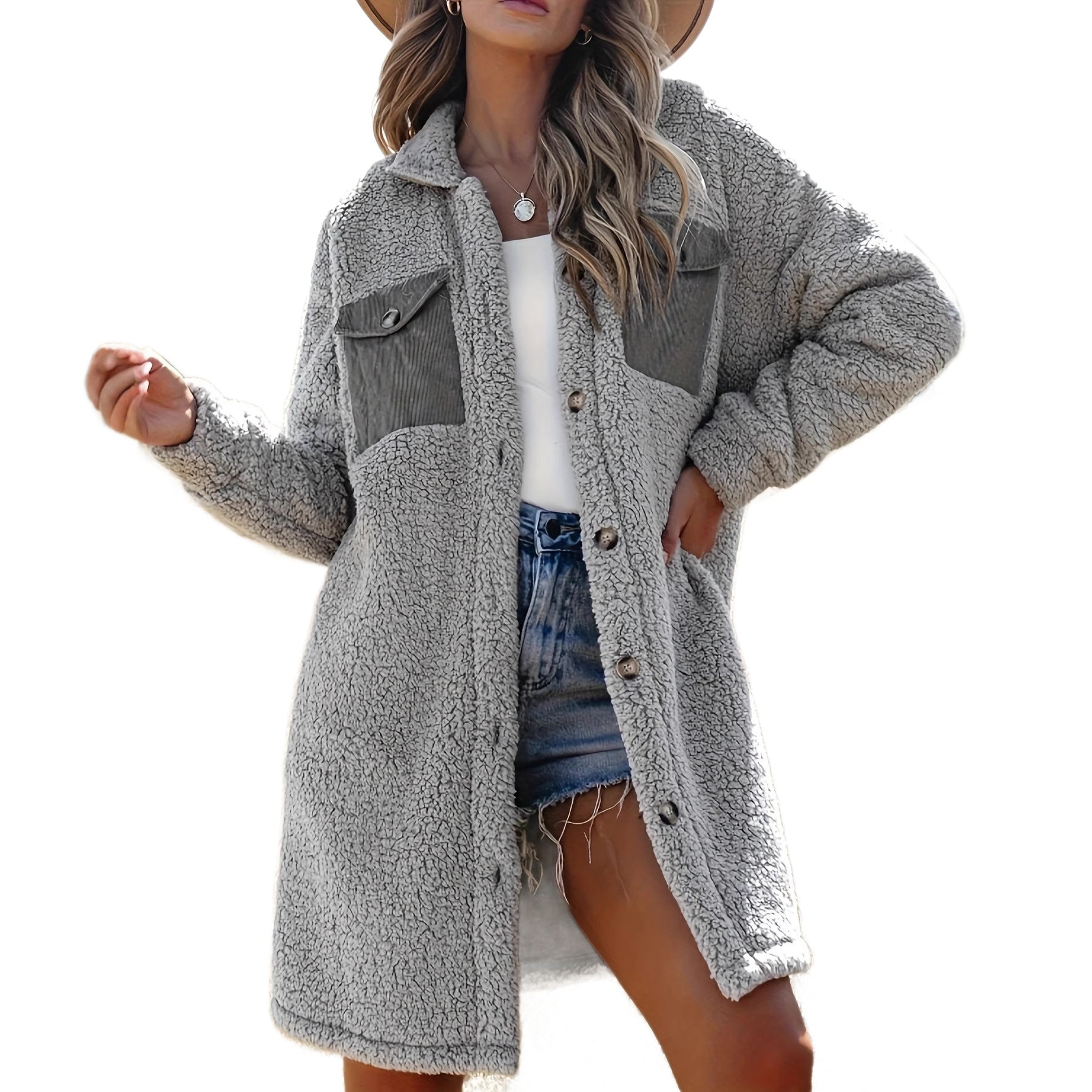 Manteau ample en laine d'agneau pour femme