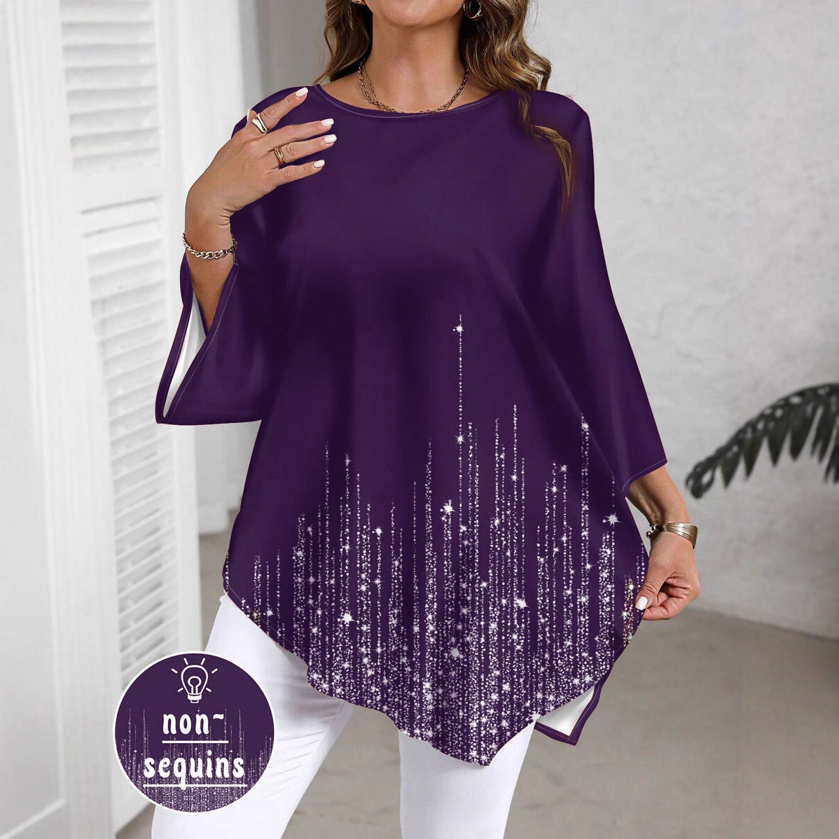 Haut décontracté et polyvalent pour femme grande taille avec un motif dégradé