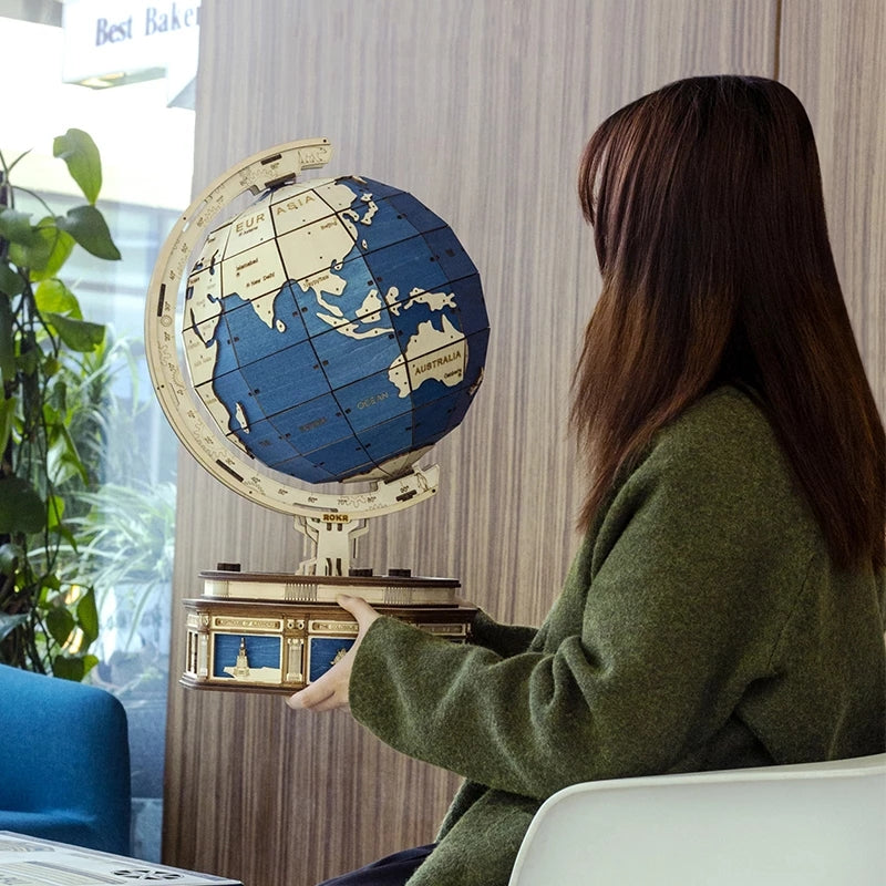 Robotime Globe Terre 567 pièces Puzzle 3D en bois Carte de l'océan Modèle à assembler Jouet Cadeau Noël pour enfants Garçons Dropshipping