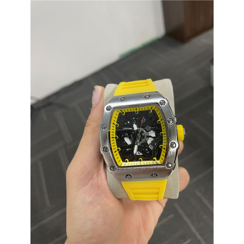 Montre cylindrique pour homme avec mouvement à quartz lumineux (non-bracelet)