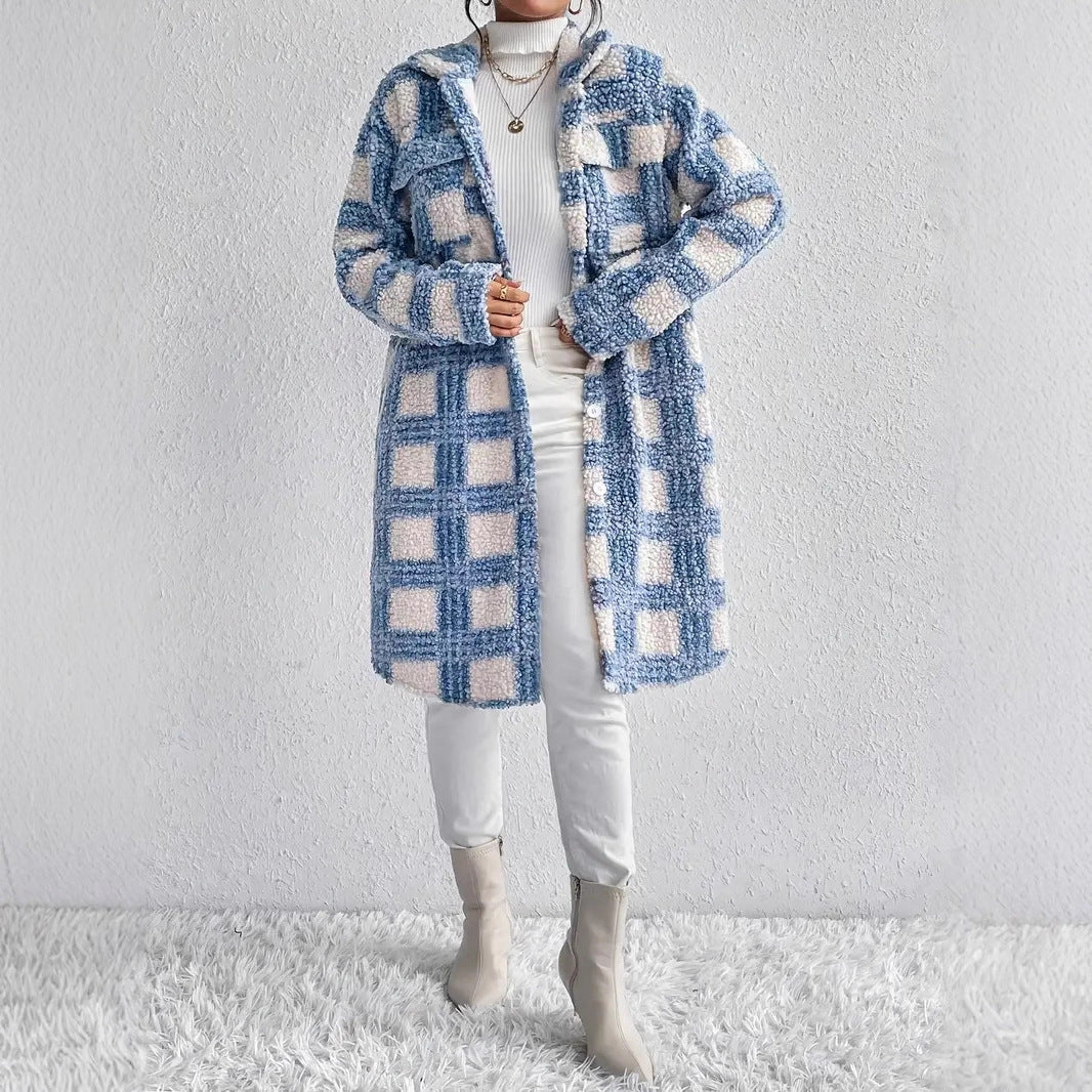 Veste à carreaux pour femme avec poches à rabat et matelassée