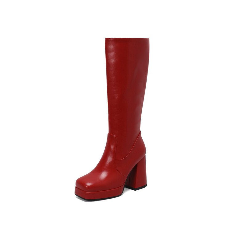 Bottes hautes à plateforme et talons hauts tendance pour femmes grandes tailles
