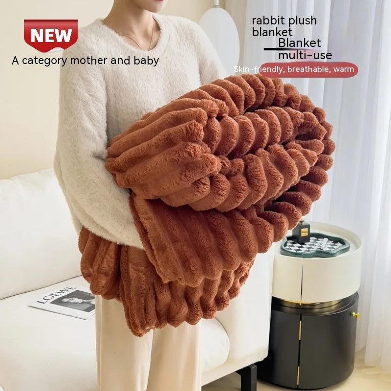 Couverture velours à bulles fausse fourrure de lapin – Douce et chaude