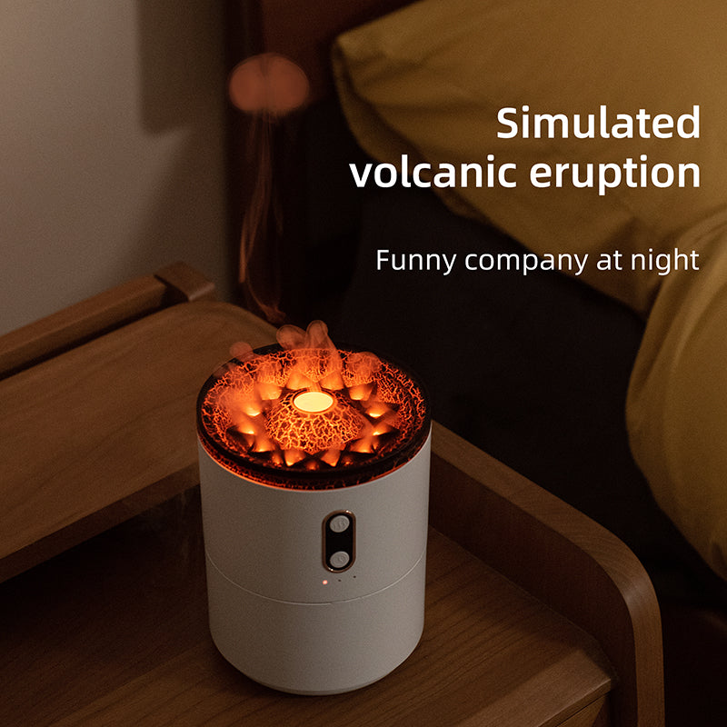Diffuseur d'huiles essentielles à flamme volcanique, humidificateur d'air portable USB en forme de méduse avec veilleuse et diffuseur de parfum