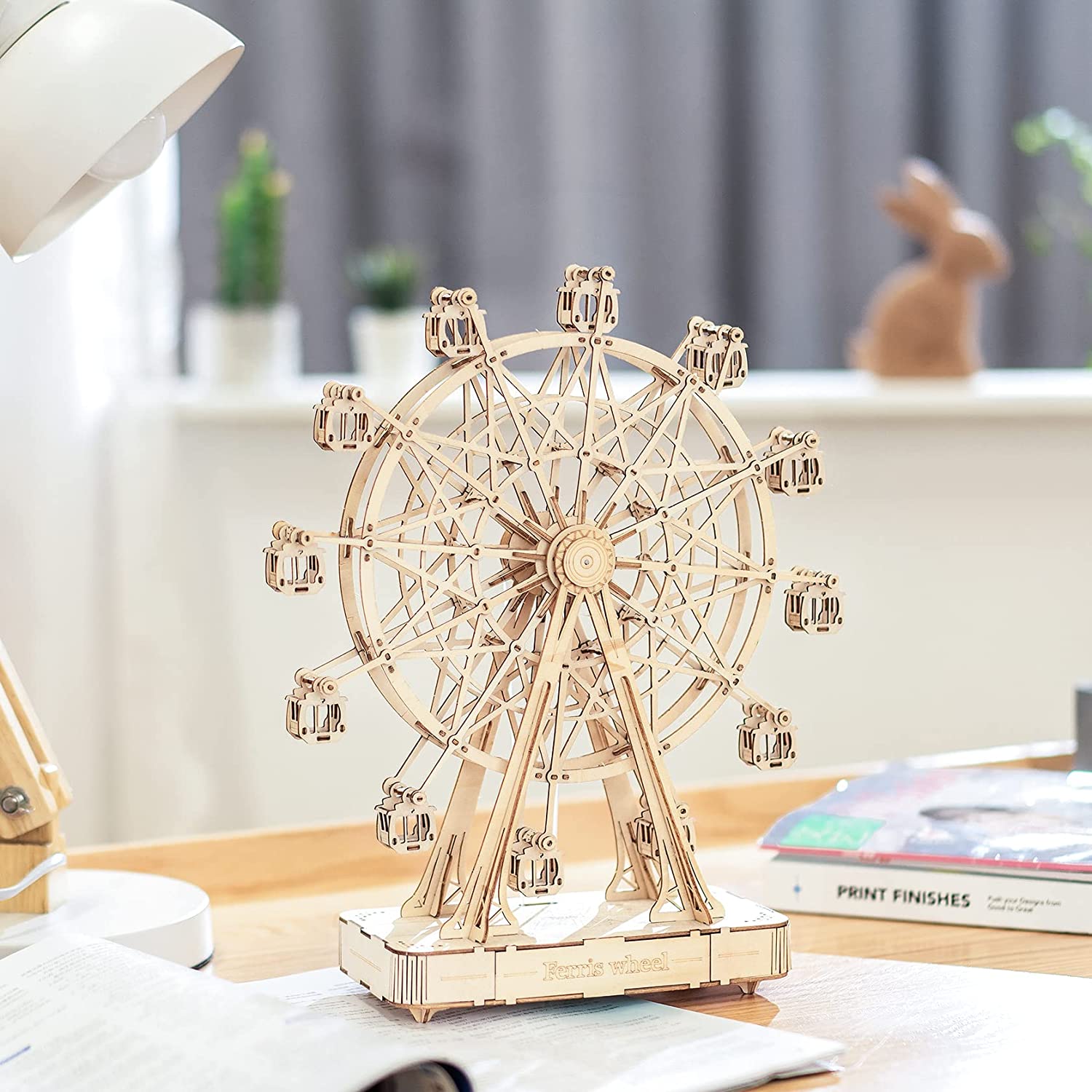 Robotime Modèle de grande roue rotative en bois à monter soi-même avec musique - Jouet pour enfants - Anniversaire TGN01