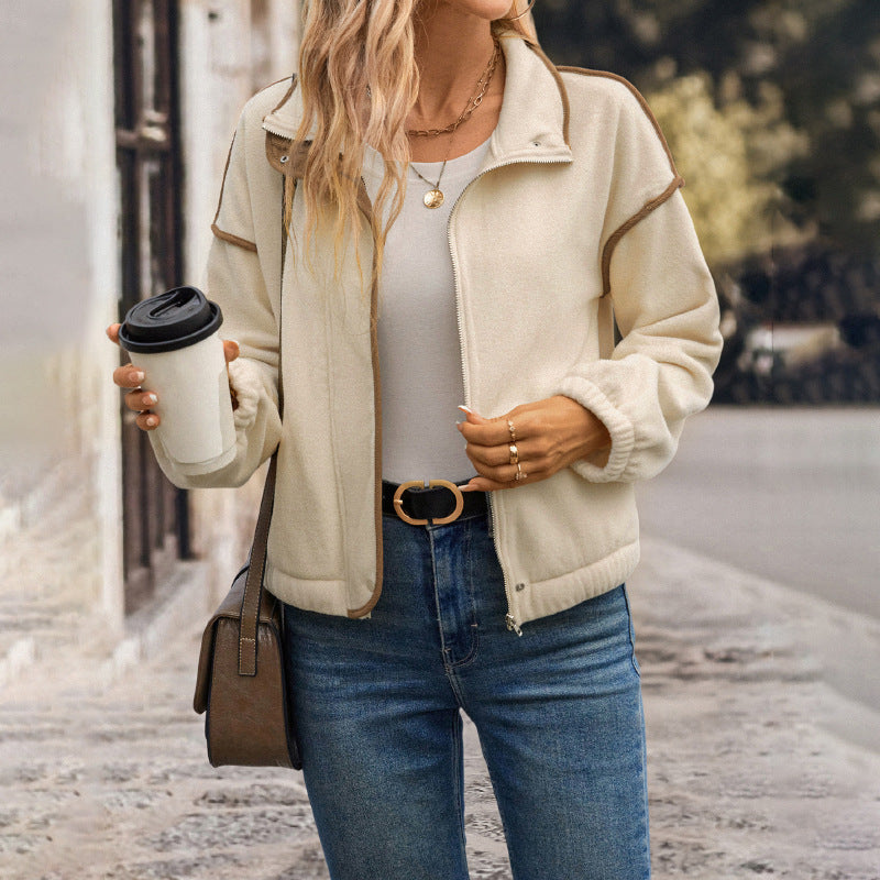 Gilet cardigan à bordures contrastées pour femme