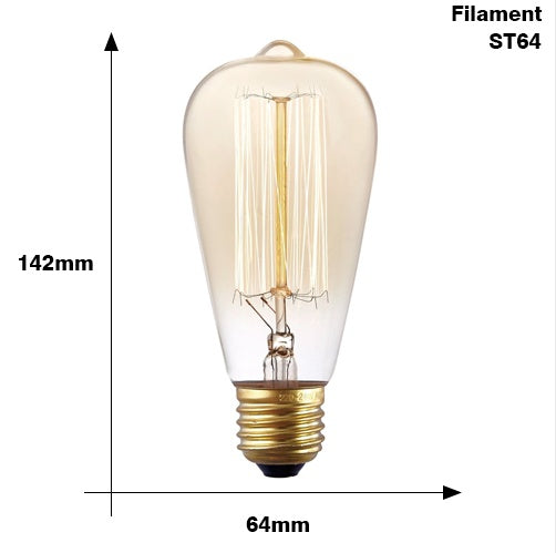 Ampoule Edison E27 220V 40W ST64 A19 T45 G80 G95 G125 Ampoule à filament incandescent Style rétro