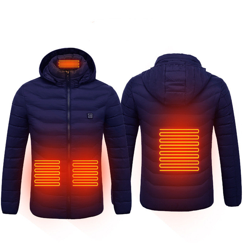 Veste chauffante d'hiver, manteau en coton électrique USB, fermeture éclair, vêtement thermique chauffant, gilet chauffant pour homme