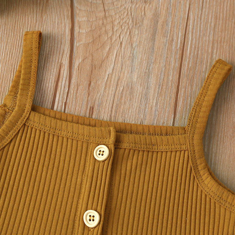 Ensemble d'été pour filles : débardeur imprimé, short, deux pièces sans manches