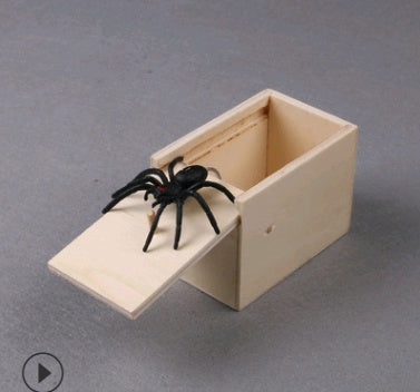 Boîte à farces en bois avec une araignée - Blague réaliste - Surprise pour le 1er avril - Jouet amusant et original - Cadeau pratique