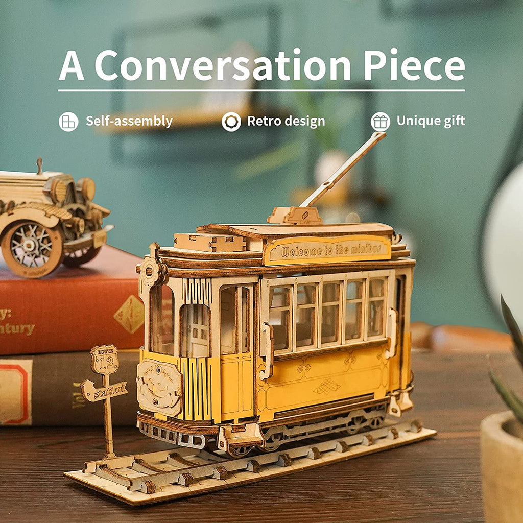 Robotime Rolife Modèle de voiture vintage Puzzle 3D en bois, jouet pour enfants