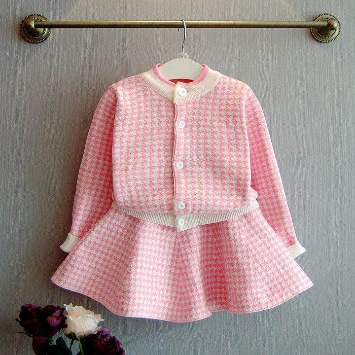 Ensemble deux pièces pour filles, pull en maille épaisse et chaude