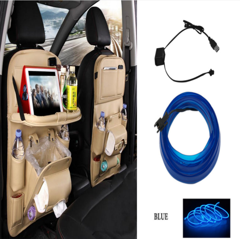 Sac de rangement de voiture en cuir PU multifonction, plateau de dossier de siège, sac de suspension étanche, organisateur de voiture, accessoires intérieurs automobiles