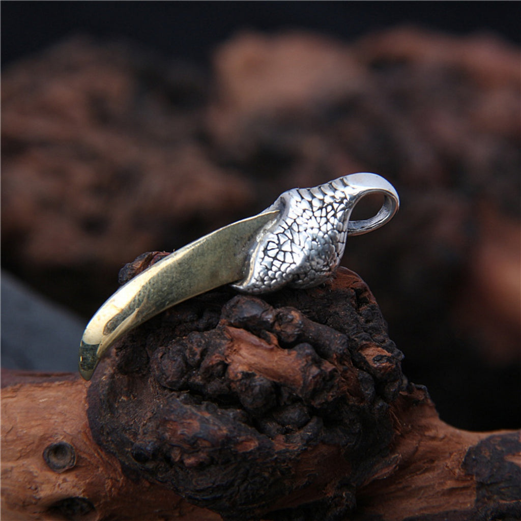 Pendentif en argent sterling 925 style vintage avec griffe d'aigle et dinosaure doré