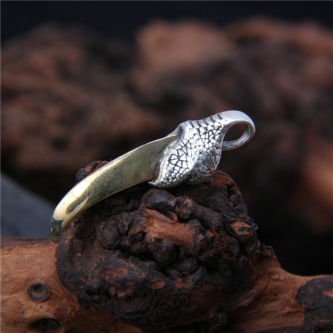 Pendentif en argent sterling 925 style vintage avec griffe d'aigle et dinosaure doré