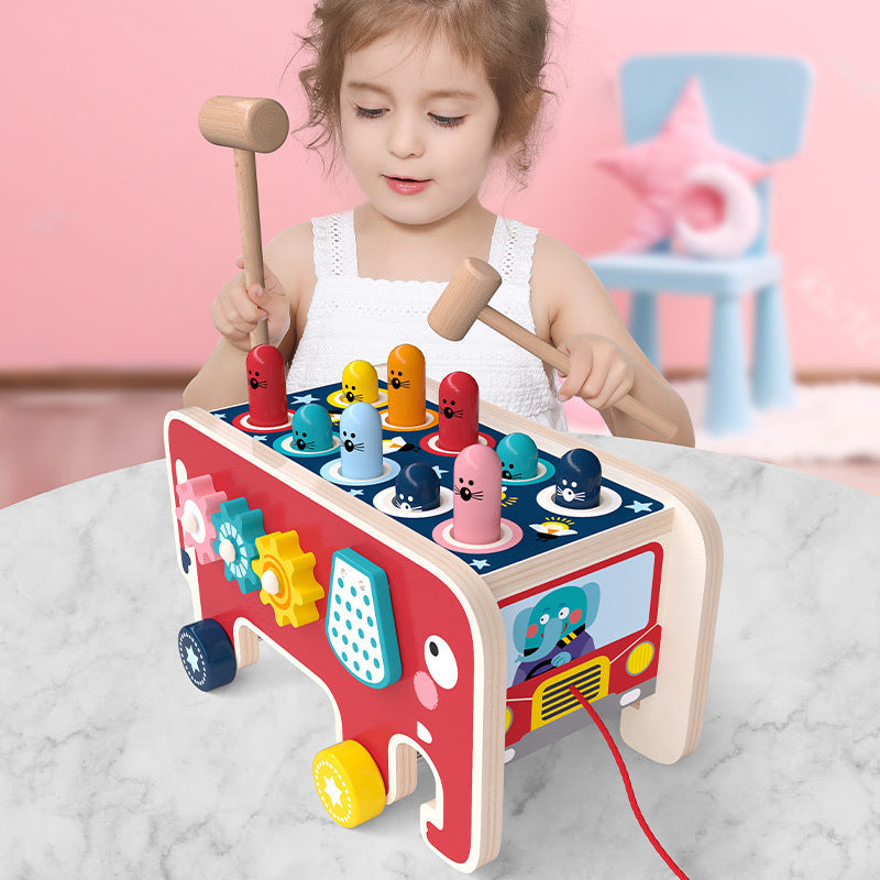 Ensemble de jeu Montessori pour tout-petits et enfants : banc à marteler en bois, animaux et bus, jouet éducatif, cadeau pour enfants, instrument de musique.